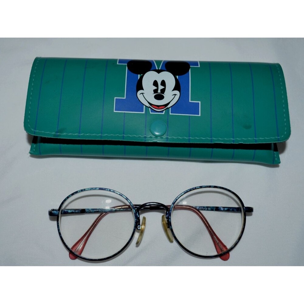 Disney 36 Marchon Round Eyeglass Frames Teal 46-20-125 With Case Youth Kids
